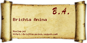 Brichta Anina névjegykártya